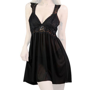 Baby Doll in Chiffon con Spalline Decorate e Pizzo - Product Image 2