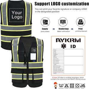 Chaleco DE SEGURIDAD reflectante de alta visibilidad para hombres y mujeres Material de lona Reversible 7 bolsillos Chaleco de seguridad de malla con cremallera frontal - Product Image 6