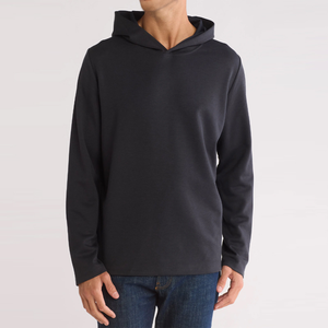 เสื้อสเวตเตอร์แขนยาวมีฮู้ดสำหรับผู้ชายเข้ารูปไซส์ XL สีดำตัดเป็นรอยยับทนทานต่อการออกแบบมาโดยไม่มีกระเป๋า - Product Image 1