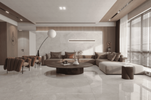 Qutone GVT 800x1600mm Azulejo de porcelana de algodón Ártico Aspecto de mármol pulido para lujosos interiores de baño y pasillo - Product Image 2