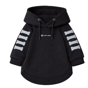 เสื้อฮู้ดสุนัขสีดำพร้อมลายสะท้อนแสง เสื้อสเวตเชิ้ตขนแกะนุ่มสำหรับสัตว์เลี้ยงพร้อมฮู้ด เสื้อคลุมอุ่นสบายสำหรับฤดูหนาวสำหรับสุนัขขนาดเล็กถึงขนาดกลาง - Product Image 4