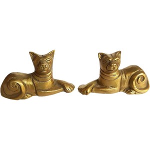 Estatua de animales de latón, animales decorativos para el hogar y la Oficina, fengshui chino, coleccionables figuritas hechas a mano, Gato dorado - Product Image 1