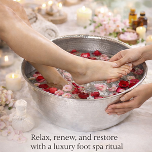 Bol traditionnel indien pour le bain des pieds, bassin de thérapie des pieds en cuivre, bol pour le bain des pieds Panchakarma, bain de pieds ayurvédique bien-être - Product Image 4