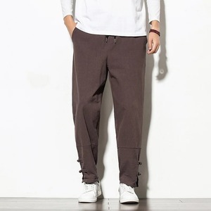 Pantalon en lin 100% coton pour homme, pantalon décontracté ample, pantalon large, pantalon de survêtement ample, pantalon de jogging d'été chinois en velours côtelé - Product Image 2