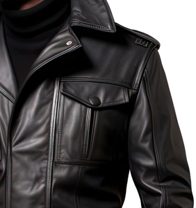 Black Genuine Leather Fashionable Leather <b>Coats</b> Premium Quality Mens Breathable Leather <b>Coats</b> - Product Image 3