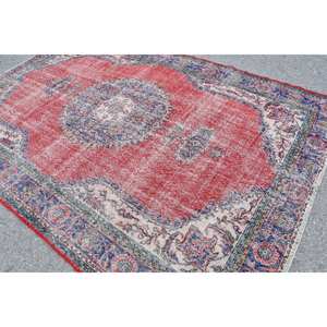 Tapis de laine Patchwork bleu rouge classique 6.9X9.9 pieds tapis de salon à tissage plat turc avec support en Latex pour décorations - Product Image 4