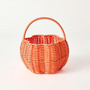 Panier en rotin orange en forme de citrouille, créé pour Halloween, sac à bonbons, décoration festive, par un fournisseur fabricant vietnamien, OEM ODM - Product Image 3