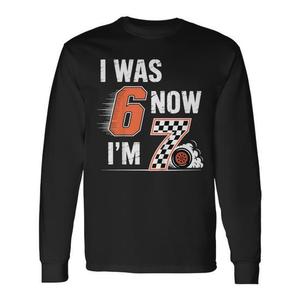 Maglietta a Maniche Lunghe a Quadretti per Ragazzi di 7 Anni, Regalo di Compleanno 'Da 6 Anni Sono Diventato 7', Prodotto Promozionale - Product Image 1