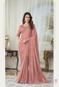El último diseñador Heavy Georgatte Silk Border Work Fancy Saree Ropa india y pakistaní - Product Image 3