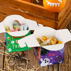 Halloween Promotional Novelty Paperboard Gift <b>Boxes</b> Square Handle Digital Four-Color Printing Trick <b>Treat</b> Design Self Erecting - Product Image 4