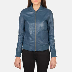 Chaqueta Bomber de Cuero Azul Bliss para la Temporada de Otoño - Product Image 4