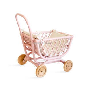 Poussette de bébé en rotin pour décoration de chambre d'enfants et soins d'enfants, jouets de poussette de bébé en rotin vente en gros - Product Image 6