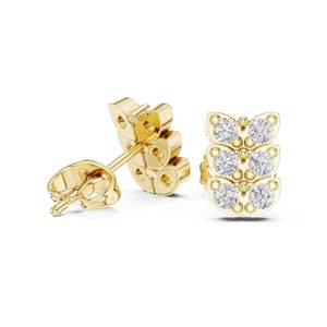 ต่างหูเพชรคุณภาพพรีเมียมเพาะเลี้ยงในห้องปฏิบัติการ ชุบทองคำสีกุหลาบ รับรองโดย IGI เหมาะสำหรับใส่ลำลอง เพชรแบบอเมริกัน ดีไซน์สั่งทำสำหรับผู้หญิง - Product Image 1