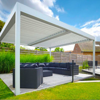 Toldo de Aluminio con Motor Exterior, Persianas Eléctricas con Control Remoto, Impermeable, Tamaño Personalizable, para Jardín, Patio, Villa, Xinjing