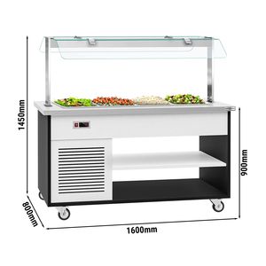 Chariot Réfrigéré pour Salade Bar DANZIG - 1600mm - pour 4x GN 1/1 - Mobile - avec Portique - avec Écran Anti-Éclaboussures - Product Image 2
