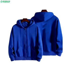 Sweat-shirts unisexes à capuche zippés, nouvelle mode, couleur unie personnalisée, coupe classique, épaules tombantes, 100% coton, séchage rapide - Product Image 3