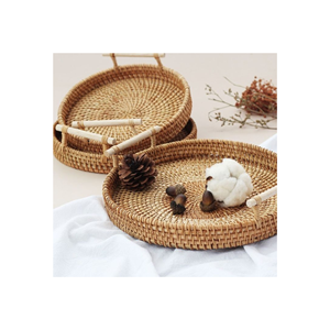 ถาดโต๊ะกาแฟ - ถาดเสิร์ฟสําหรับตกแต่ง/ ถาดเสิร์ฟหวาย / งานฤดูร้อนและถาดเสิร์ฟปาร์ตี้ - Product Image 2