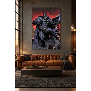 Fida Batman tenant un Batarang contre un ciel rouge, impression sur toile - Product Image 5