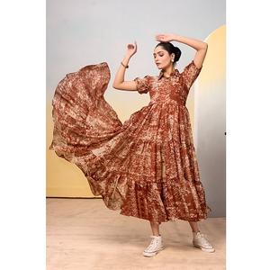 Meilleure qualité prix usine indien pakistanais dernière robe en soie tigré pleine robe de vente chaude disponible à la quantité en vrac - Product Image 1