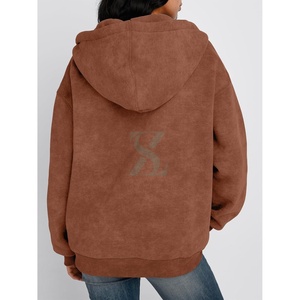 Sudaderas con capucha lavadas con ácido y cremallera para mujer, chándal de calidad OEM para correr, sudaderas con capucha recortadas más vendidas y estilo informal para mujer - Product Image 4