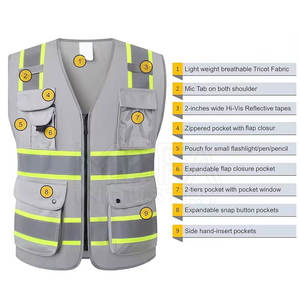 เสื้อกั๊กเพื่อความปลอดภัยที่มีน้ำหนักเบาและระบายอากาศได้ดีแถบสะท้อนแสงเพื่อการมองเห็นสูงสุดในงานก่อสร้าง - Product Image 4