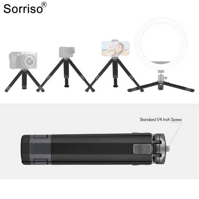 SORRISO Ready Stock Portable Desktop Tripod Stand 1/4 Inch Foldable for DSLR Camera Mobile Phone Projector Selfie Live Broadcast