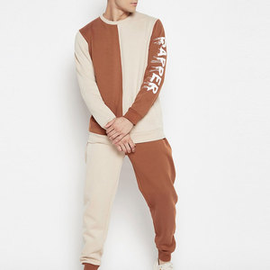 Ensemble de survêtement pour homme, sweat-shirt à col rond avec blocs de couleur, coupe classique, streetwear, vêtements d'hiver, 100% coton, design 2 en 1 - Product Image 1