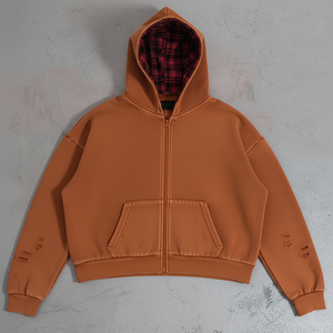 Sudadera con Capucha Personalizada, Estilo Desgastado, Lavado Ácido, Cierre de Cremallera, Alta Calidad, Corte Regular Informal, Invierno, 100% Algodón, con Pedrería - Product Image 4