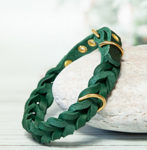Cera de abejas mantenida | menos susceptible a la suciedad | Collar de perro de cuero verde de alta calidad de regalo para galgo y Whippet - Product Image 1
