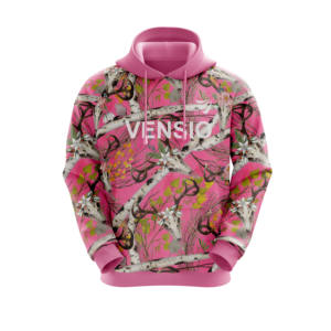 Sweat à capuche d'hiver rose uni de haute qualité 100% polyester avec impression numérique pour la chasse et design respirant - Product Image 4