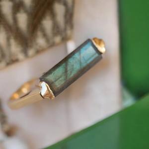Handmade 925 Sterling <b>Silver</b> <b>Ring</b> Beautiful Labradorite <b>Statement</b> Gold Plated Natural Gemstone Jewelry Bezel Setting Her <b>Ring</b> - Product Image 1