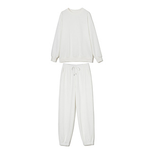 Ensemble de survêtement pour femmes en molleton imprimé chaud en coton 100% pour l'automne et l'hiver, pantalon décontracté ample, ensemble assorti en deux pièces - Product Image 4