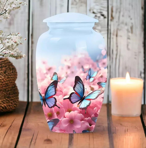 โกศเผาศพผีเสื้อทำจากอลูมิเนียมส่วนบุคคลพร้อมของชำร่วยเคลือบเนื้อได้ดี (3ลูกบาศ์ก) และโกศขนาดใหญ่ (220ลูกบาศ์ก) - Product Image 3