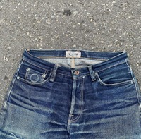 Jeans pour hommes en coton 100% uni, coupe ample, taille mi-haute, avec logo personnalisé brodé par le fabricant, pour l'hiver