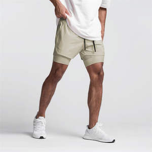 Shorts de sport pour hommes en nylon de compression personnalisés en gros, 2 en 1, design de créateur, pour la salle de sport, l'entraînement, la course à pied - Product Image 2