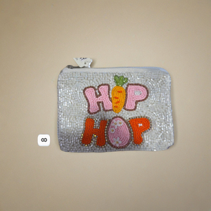 Pochettes à monnaie perlées faites à la main vibrantes avec fermeture à glissière perles colorées conception d'oeuf de Pâques cadeau de printemps heureux pour une utilisation de voyage - Product Image 6