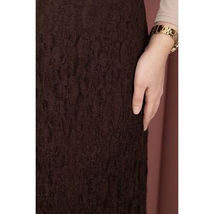 Jupe droite en nylon et mousseline de qualité supérieure, taille élastique, respirante, douce, avec broderie décorative et imprimé numérique, formelle, couleur café, taille XS, lot de 2 pièces - Product Image 5