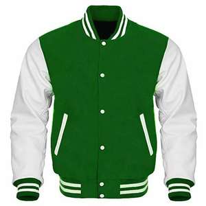 Veste universitaire à simple boutonnage pour hommes en cuir véritable mélangé de laine XS Stand Winter Wool Embellishment - Product Image 1