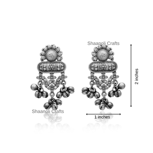 Pendientes de diseñador de Latón chapado en plata oxidada alemana para mujer hermoso pendiente de trabajo Ghungroo para fiesta de boda Mehndi Wear - Product Image 4