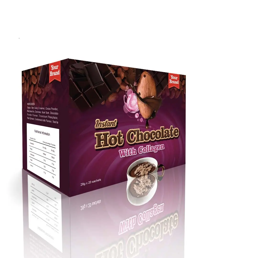 Oem Odm Op Maat Gemaakte Warme Chocolademelk Met Collageen Voedend Product Malaysia Maakte Halal Snelle Mout Cacaodrank