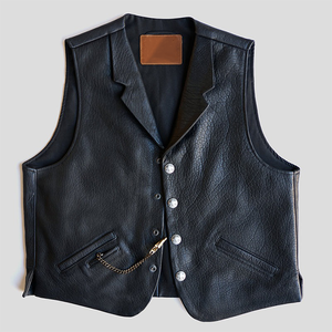Gilet et gilet vintage grande taille pour homme Design unique cuir sans manches hiver gilet de moto chauffant poches avant - Product Image 6