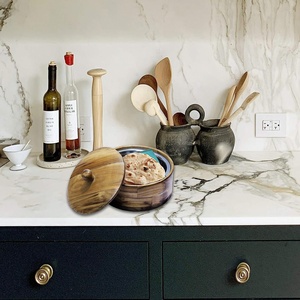 100% caja de madera de calidad ecológica olla cuenco para servir cuenco de madera hecho a mano Venta caliente y cuenco al por mayor para el hogar Hotel y restaurante - Product Image 5