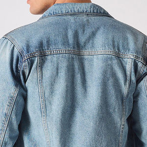 Veste en jean pour homme sur mesure, service OEM, streetwear décontracté, col classique rabattu, veste en jean en coton pour homme - Product Image 3