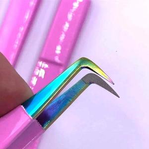 Pinzas para extensiones de pestañas OEM Diamond Grip, Juego de 4 herramientas de suministro de pestañas de acero japonés - Product Image 6