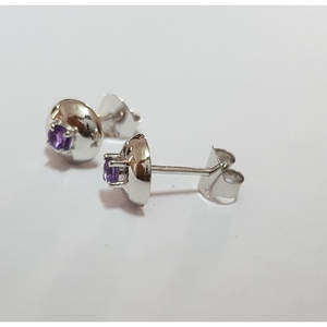 Classic White Gold & Amethyst Ear <b>Stud</b> <b>Earrings</b> 18k Rose Gold for Wedding Engagement Party or Gift - Product Image 2