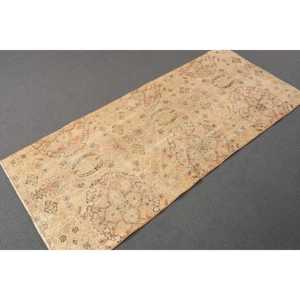 2.5x5.7 ft Rug, Turkish Rug, Vintage <b>Brown</b> <b>Wool</b> Bordered Rug - Product Image 3