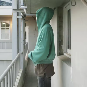 เสื้อมีฮู้ดแบบมีซิปสำหรับผู้ชายผ้าคอตตอนโอเวอร์ไซส์โอเวอร์ไซส์สไตล์วินเทจ - Product Image 3