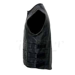 Chaleco de cuero profesional para motocicleta de último diseño, Chaleco de motorista de piel de vaca negro perforado con logotipo personalizado - Product Image 6