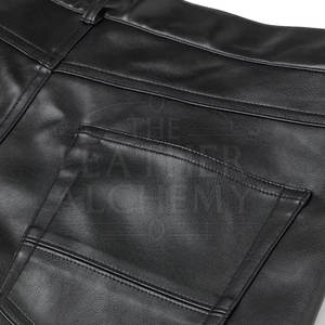 Stylish <b>Men</b> Leather <b>Pants</b> With Flexible <b>Stretch</b> Fit Breathable Inner Layer Durable Finish Lightweight Design - Product Image 6