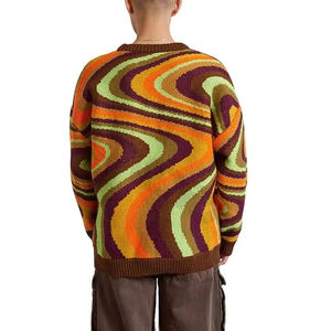 Suéter de diseñador de hombre cálido de invierno con cuello redondo personalizado de fábrica de la mejor calidad suéter de talla grande transpirable de punto jacquard - Product Image 6